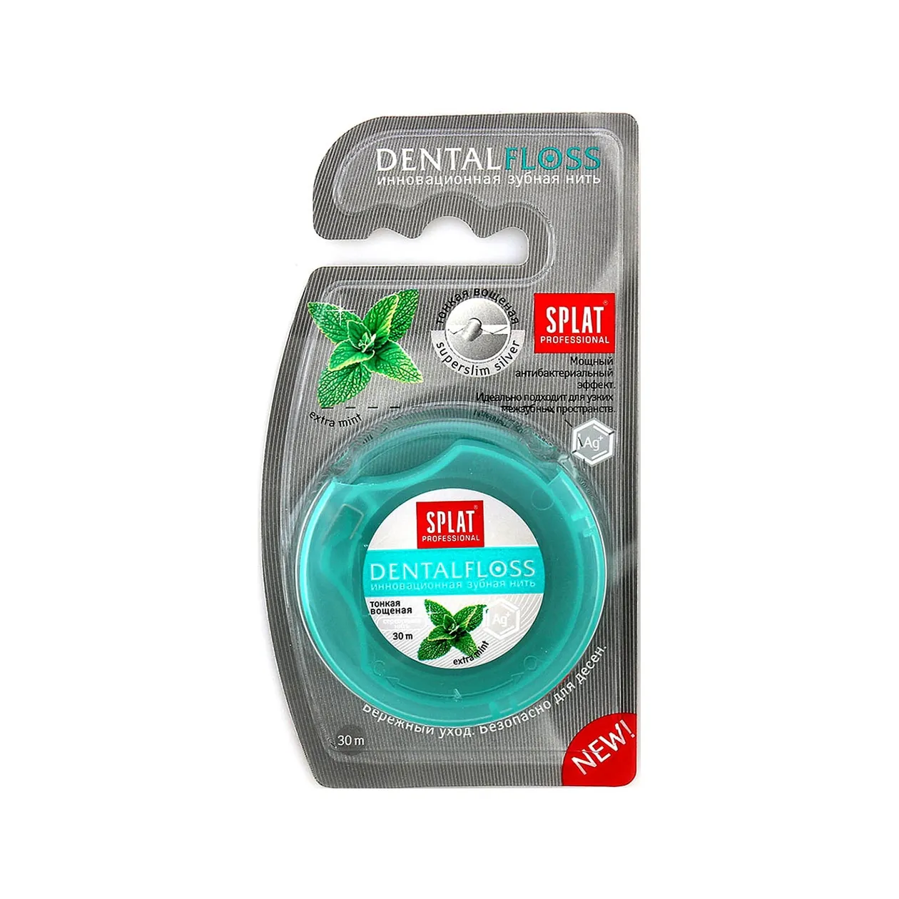 Сплат зуб/нить профешинал денталфлос ультратонкая (серебро-мята) 30м шт. n1