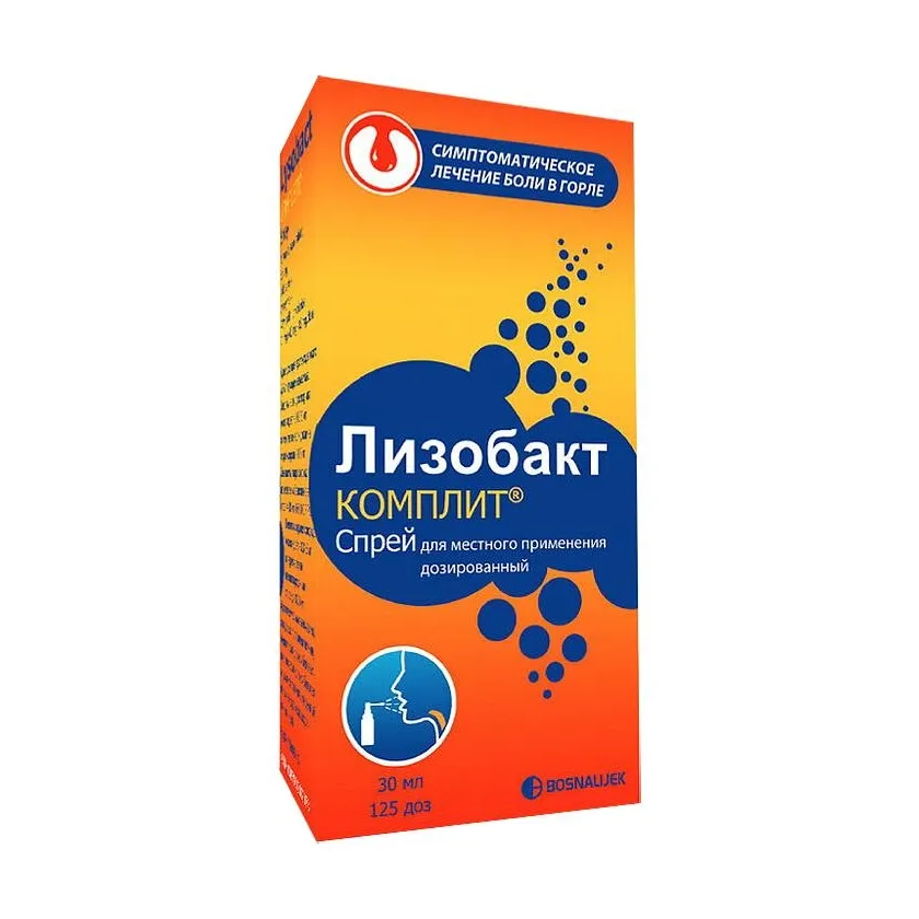 Лизобакт комплит 0,0001+0,004+0,0003/доза 125доз флак спрей д/мест прим дозир
