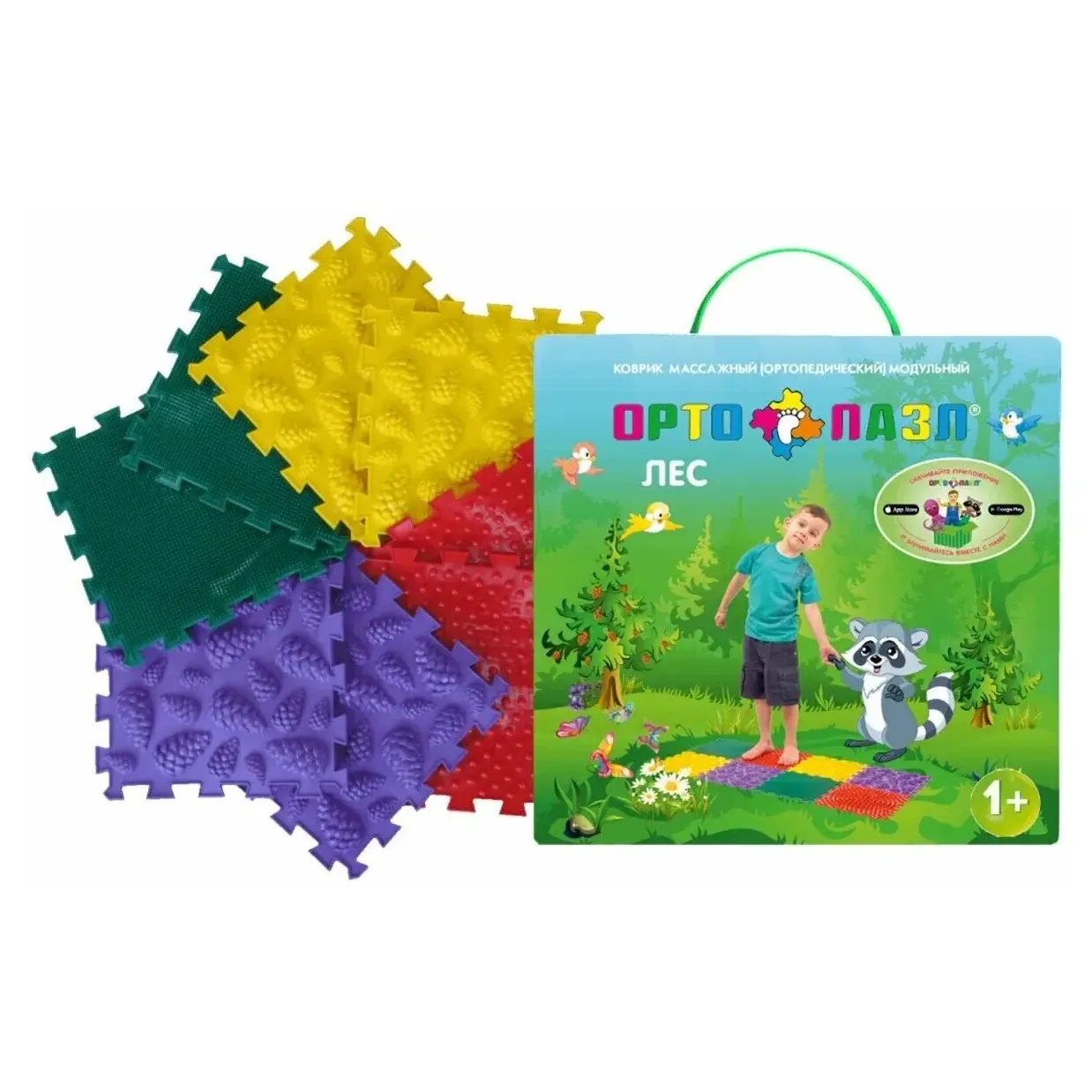 Коврик массажный (ортопедический) модульный "орто пазл", микс "лес"