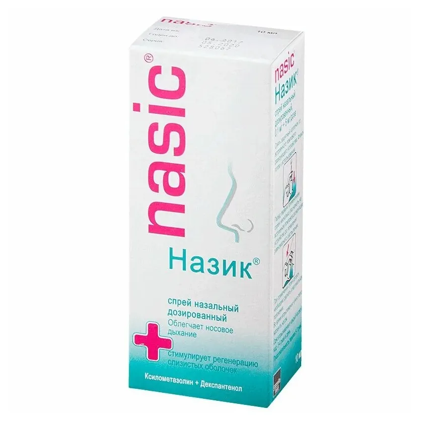 Назик спрей назал. дозир. 0,1мг+5мг/доза 10мл фл. и/у (д/взр. и детей с 6лет)