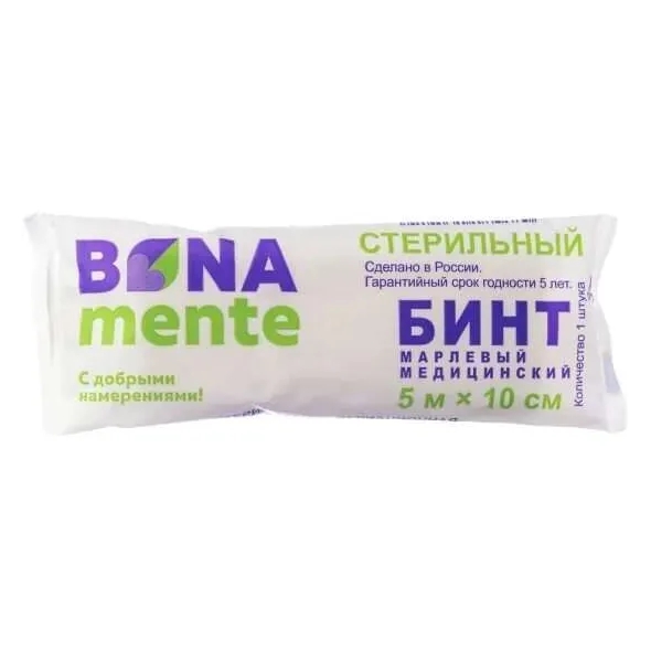 Бинт bona mente! марлевый медиц. стер. 5м х10см