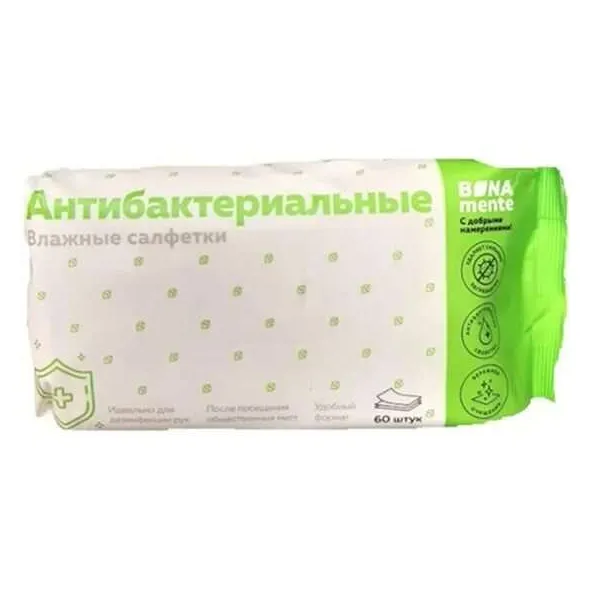 Влажные салфетки bona mente! антибактериальные №60