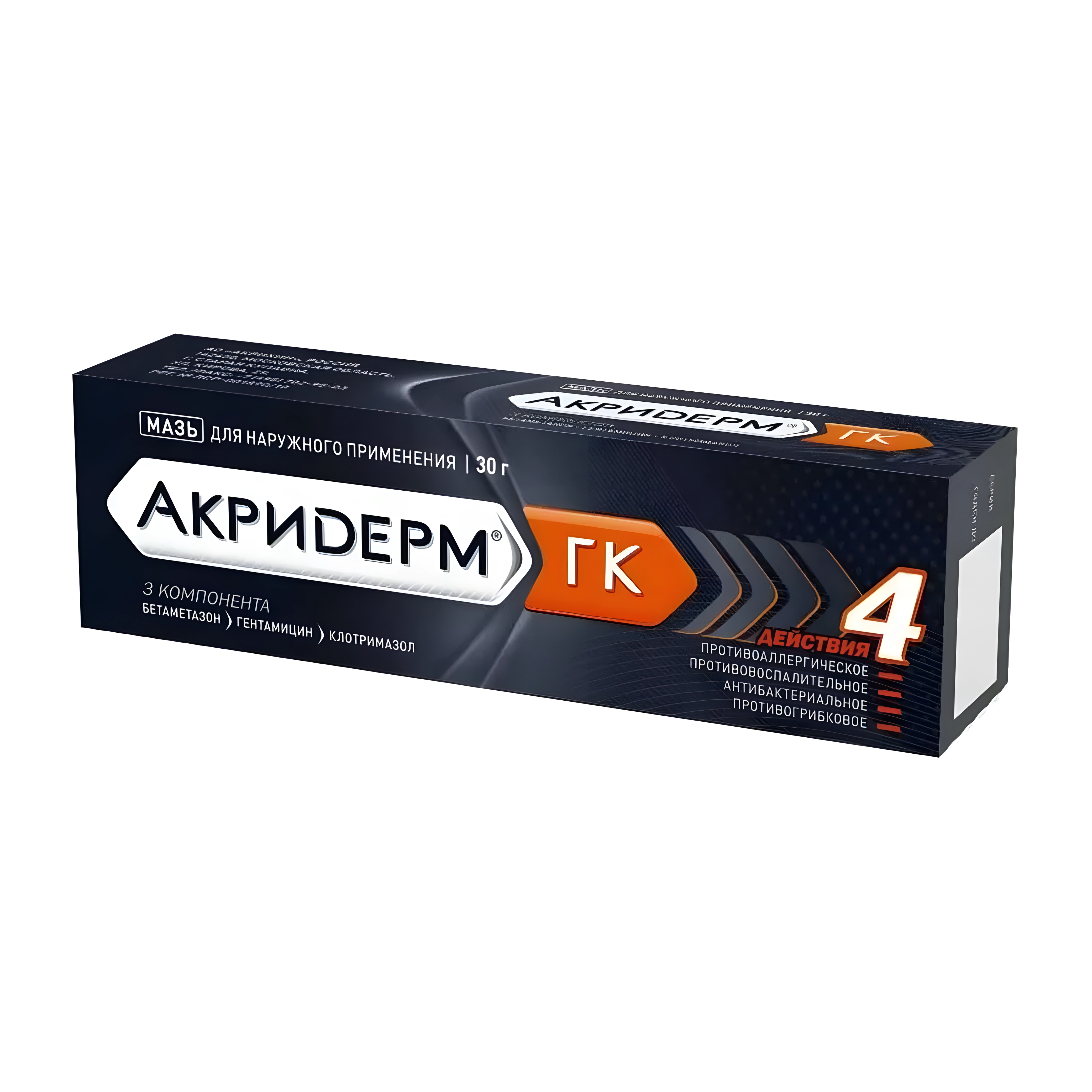 Акридерм гк крем д/нар. прим. 0,05%+0,1%+1% 30г тубы и/у