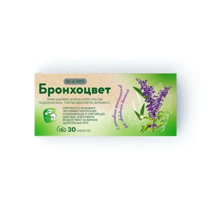Бронхоцвет bioforte табл (шалфей, эвкалипт, мед) х30 пульс