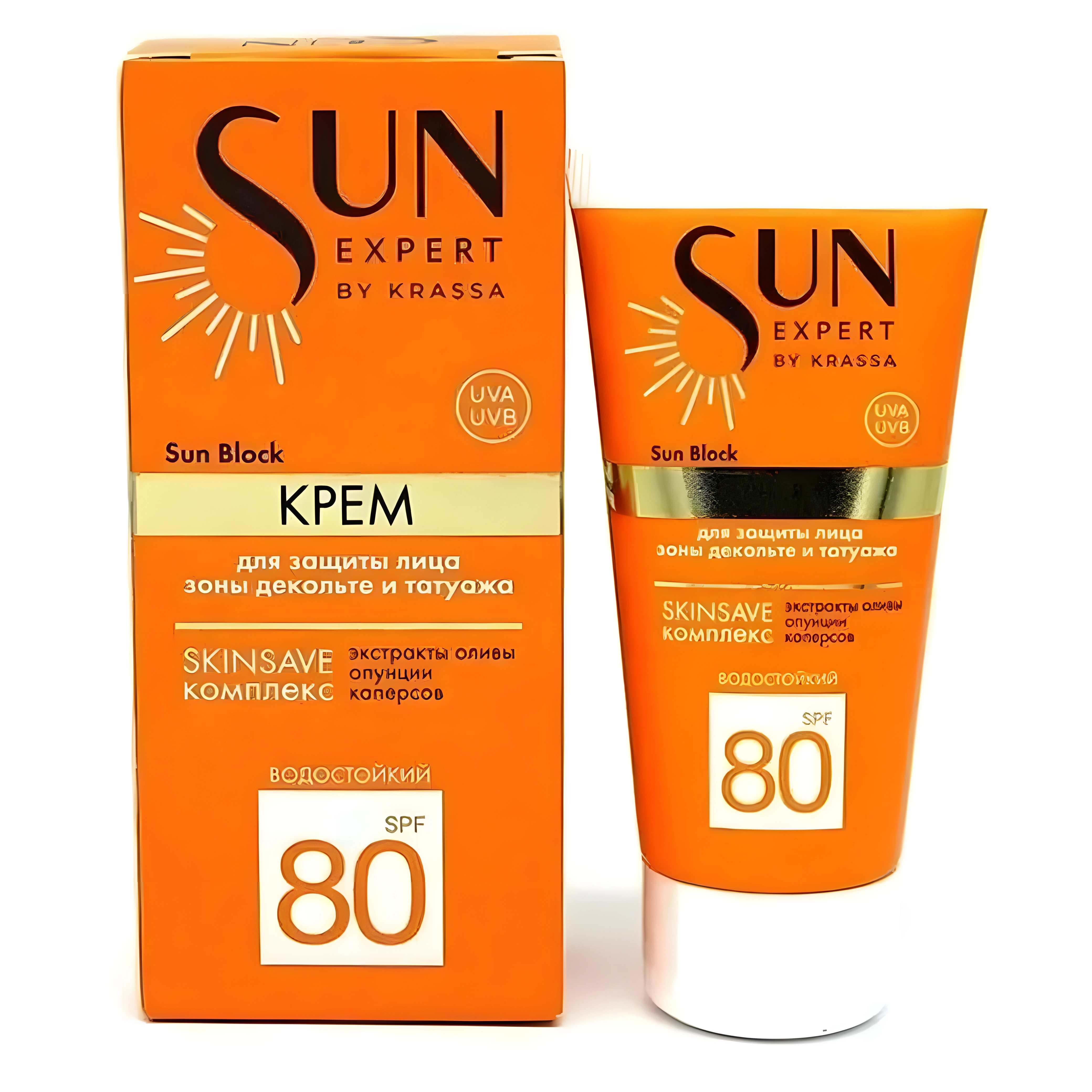 Krassa sun expert крем для защиты лица зоны декольте и татуажа spf80 sun block 50мл