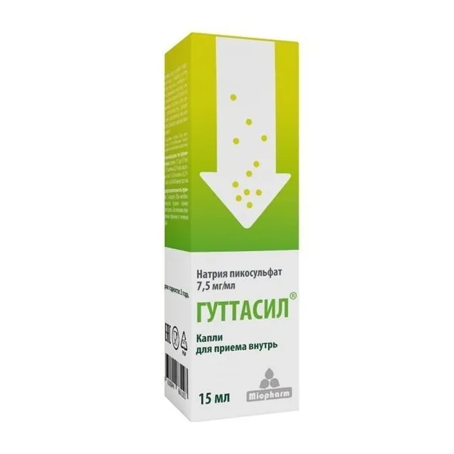 Гуттасил пикосульфат натрия м капли д/вн. прим. 7,5мг/мл фл.15мл (бад)
