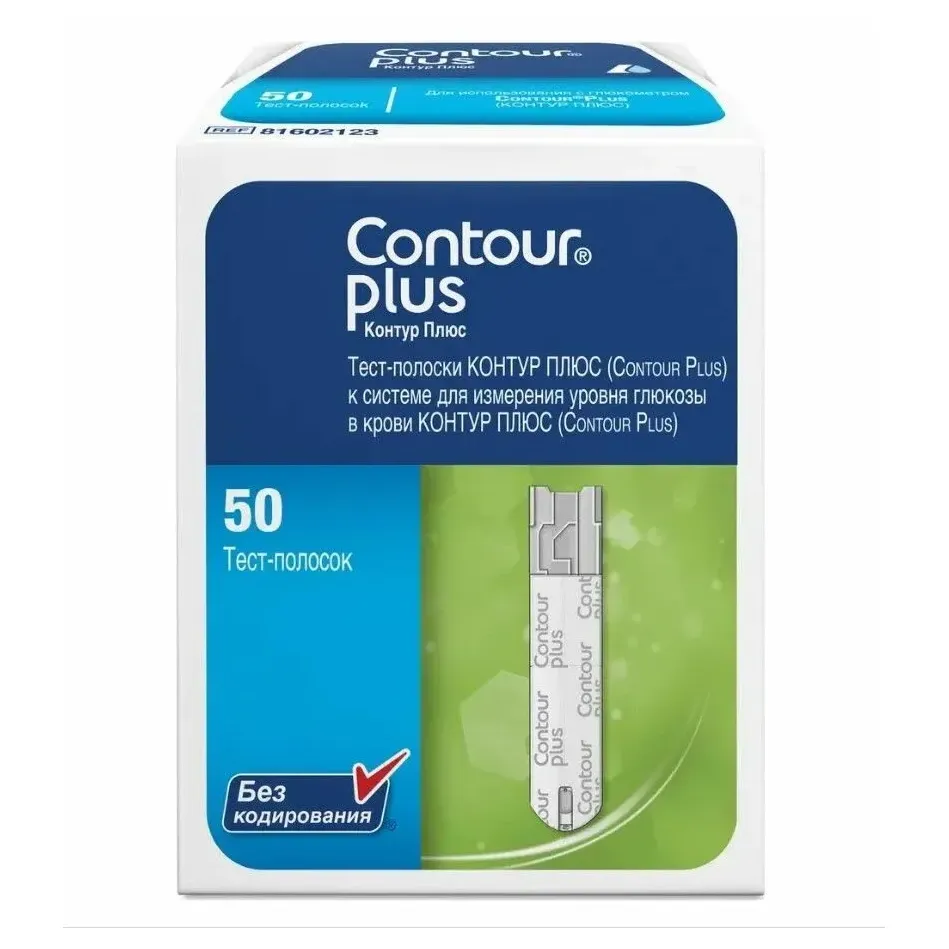 Тест-полоски contour plus (контур плюс) к системе д/измер. уровня глюкозы в крови contour plus №50 и