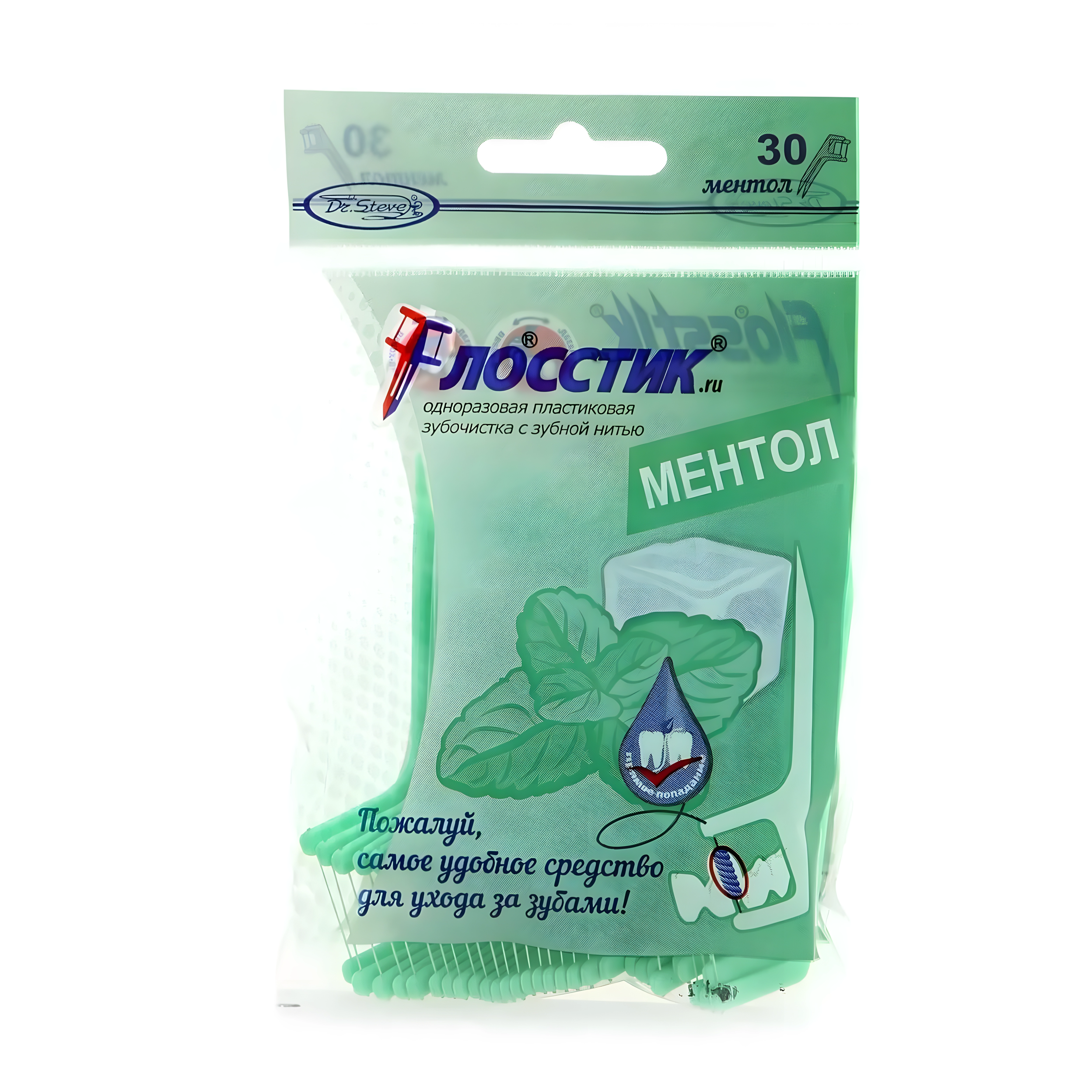 Dr steve зубочистка с нитью n30/ментол