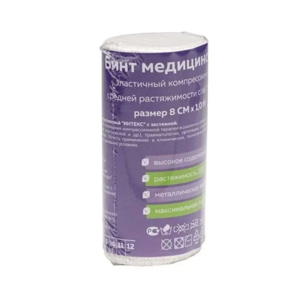 Бинт bona mente! лайт эласт. компр. ср. растяж. с заст. 1,0мх8см