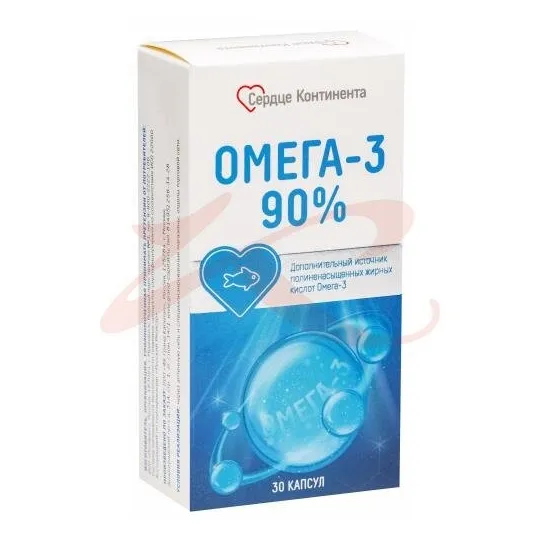 Омега-3 90% сердце континента капс. 1300мг №30
