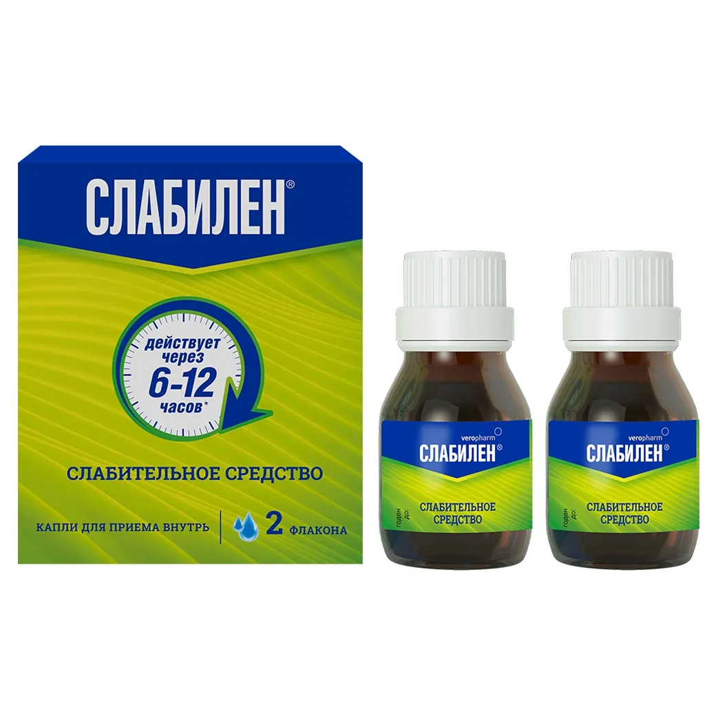 Слабилен капли д/внут прим 7,5 мг/мл фл/кап 15 мл х2