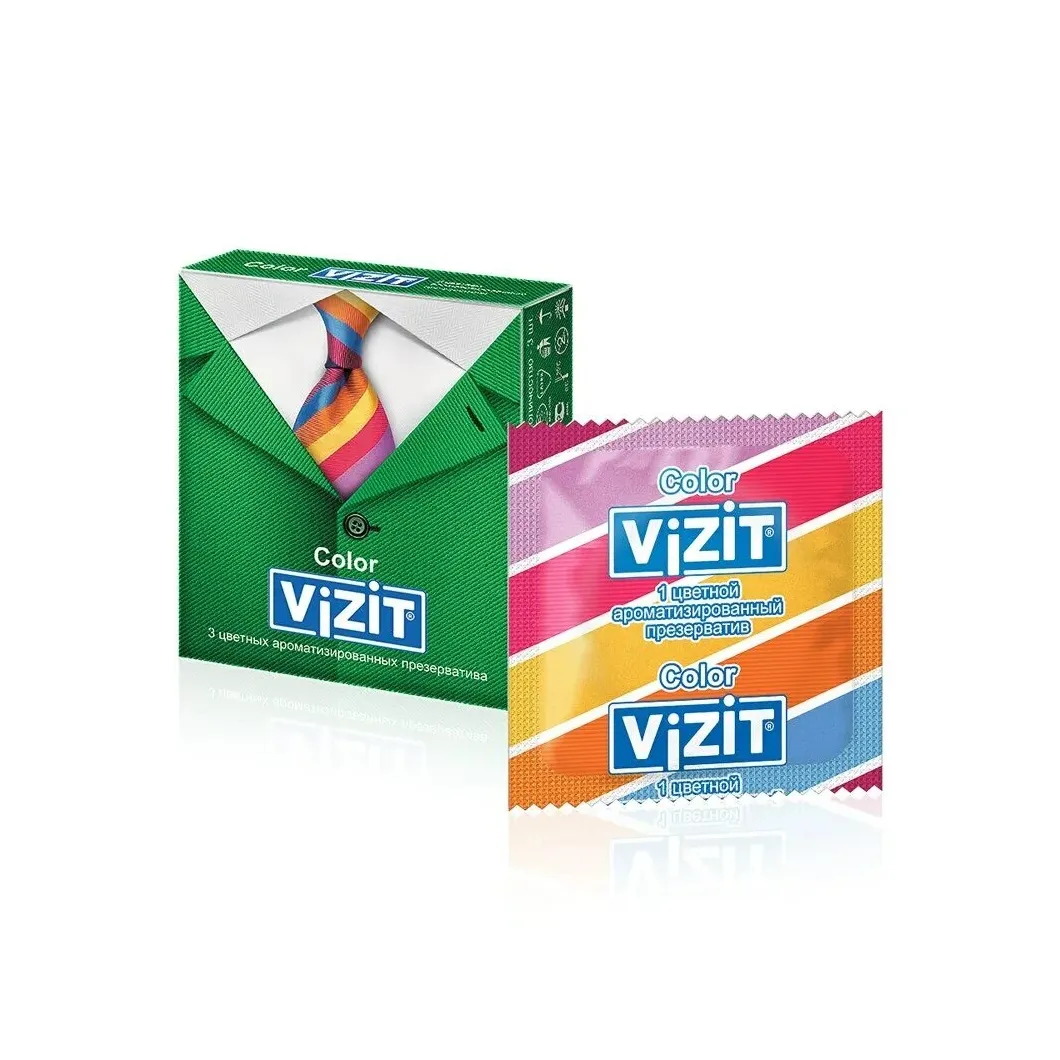 Презервативы vizit color цветные ароматизированные 3 шт. (richter)