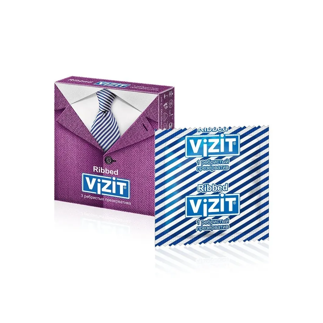Презервативы vizit ribbed ребристые 3 шт.