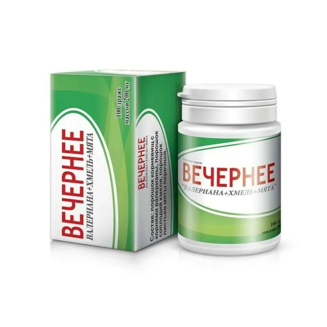 Вечернее валериана+хмель+мята др. 0,2г №100