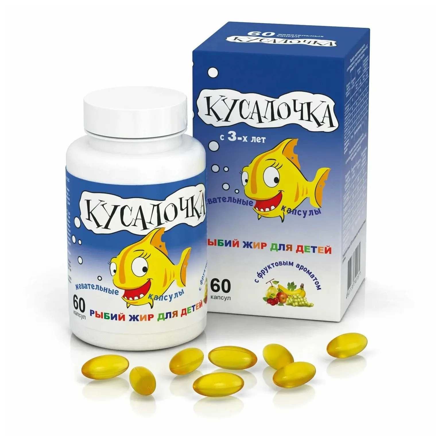 Рыбий жир капс. жев. детский кусалочка №60
