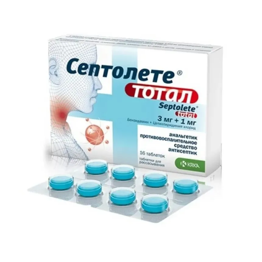 Септолете тотал таб. д/рассас эвкалипт 3мг+1мг №16