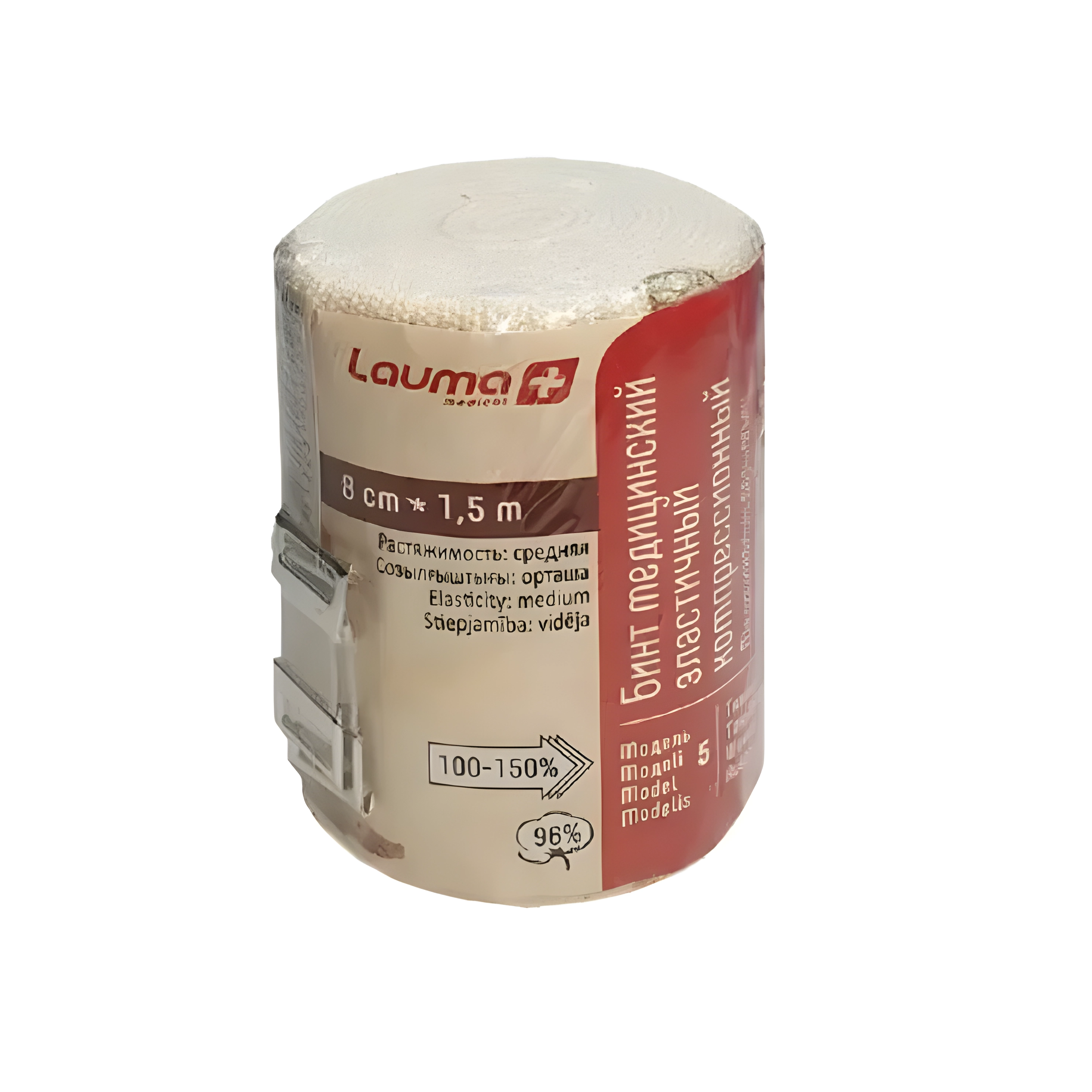 Lauma бинт медиц эластичный компрессионный модель 6 8смx1,5м /малой растяжимости